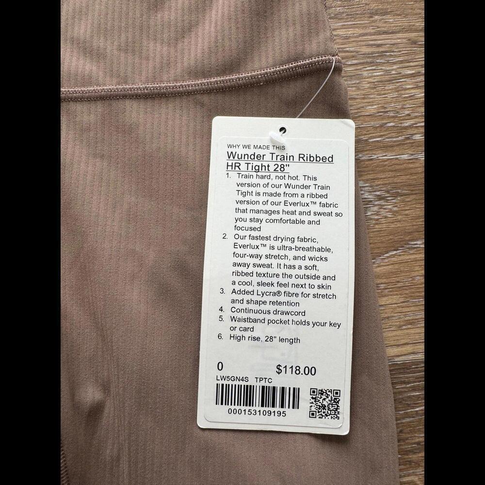 Lululemon Wunder Train Ribbed High Rise 28” Taupetastic Size 0 NWT - Picture 4 of 7